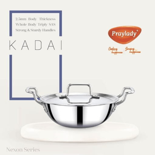 Praylady Stainless Steel Handi Casserole with Lid, Nexon Series Triply Kadai with Capacity - Image 7